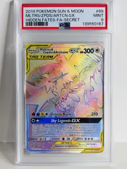 MOLTRES & ZAPDOS & ARTICUNO GX 69/68 PSA 9 POKEMON HIDDEN FATES SECRET RARE - Image 1
