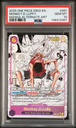2025 ONE PIECE EB02-ANIME 25TH COLLECTION MANGA ALT ART MONKEY D. LUFFY PSA 10 - Image 1