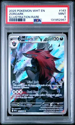 2025 POKEMON WHT EN-WHITE FLARE ILLUSTRATION RARE #143 ZOROARK PSA 9 - Image 1