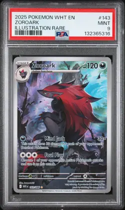 2025 POKEMON WHT EN-WHITE FLARE ILLUSTRATION RARE #143 ZOROARK PSA 9 - Image 1