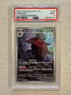 2025 POKEMON WHT EN-WHITE FLARE ILLUSTRATION RARE #143 ZOROARK PSA 9 - Image 1
