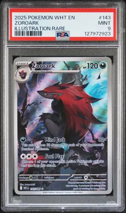 2025 POKEMON WHT EN-WHITE FLARE ILLUSTRATION RARE #143 ZOROARK PSA 9 - Image 1