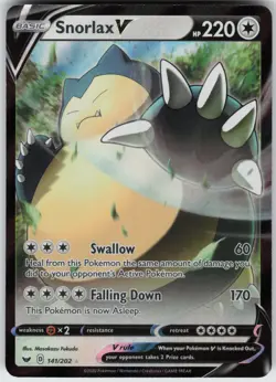 Foil Snorlax V 141/202 SWSH01: Sword & Shield Base Set Ultra Rare NM - Image 1