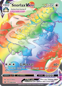 Snorlax VMAX - 206/202 - Pokemon Sword & Shield Base Set Secret Rare Card NM - Image 1