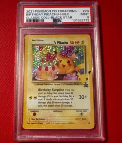 Pokemon 2021 Celebrations Classic Collection Pikachu Birthday Card 24/53 PSA 9 - Image 1