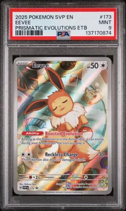 Pokemon TCG Eevee Black Star Promo 173 Prismatic Evolutions ETB PSA 9 - Image 1