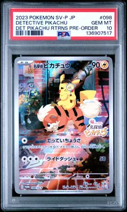 2023 POKEMON JPN SV-P PROMO #098 DETECTIVE PIKACHU PSA 10 - Image 1
