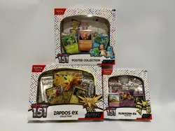 Pokemon S&V3.5 151 Set: 3 Boxes Collection - Poster, Zapdos EX & Alakazam EX - Image 1