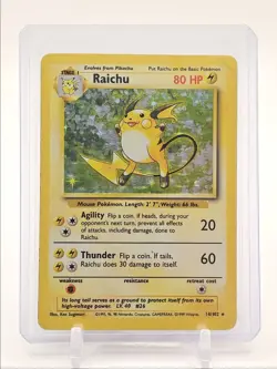 RAICHU 1999 POKEMON BASE SET RARE HOLO 14/102 Q3735 - Image 1
