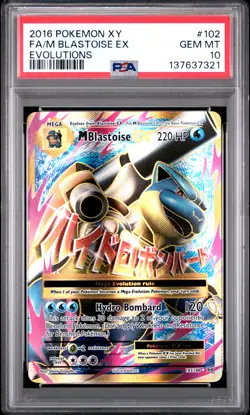 2016 POKEMON XY EVOLUTIONS #102 FULL ART/M BLASTOISE EX PSA 10 - Image 1