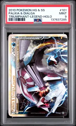 2010 POKEMON HEARTGOLD & SOULSILVER TRIUMPHANT PALKIA & DIALGA LEGEND-HOLO PSA 9 - Image 1