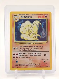 NINETALES 1999 POKEMON BASE SET RARE HOLO 12/102 Q3735 - Image 1
