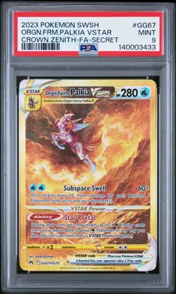 2023 POKEMON SWORD AND SHIELD CROWN ZENITH FA/ORIGIN FORME PALKIA VSTAR PSA 9 - Image 1