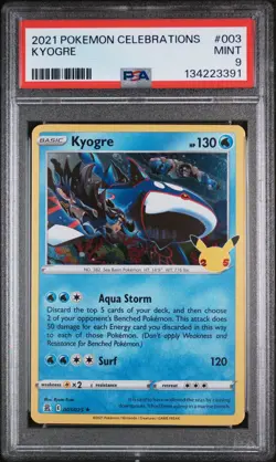 2021 POKEMON CELEBRATIONS #003 KYOGRE PSA 9 - Image 1