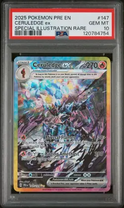 Pokemon Ceruledge ex 147/131 Sv: Prismatic Evolutions Holo PSA 10 Gem Mint - Image 1