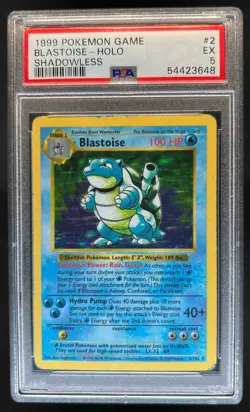 1999 Pokemon Shadowless Blastoise Holo #2/102 PSA 5 - Image 1