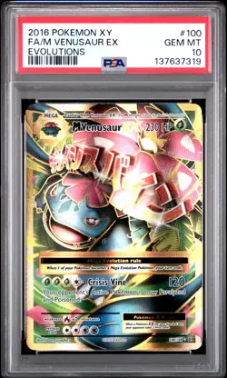 2016 POKEMON XY EVOLUTIONS #100 FULL ART/M VENUSAUR EX PSA 10 - Image 1