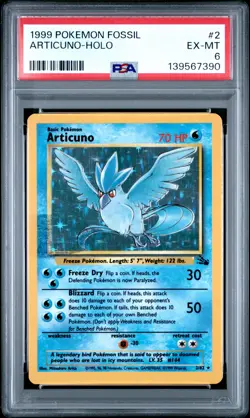 1999 POKEMON FOSSIL #2 ARTICUNO-HOLO PSA 6 - Image 1