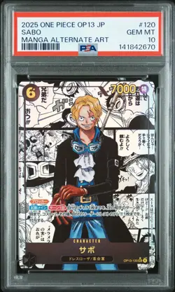 2025 ONE PIECE JPN OP13-CARRYING ON HIS WILL MANGA ALTERNATE ART SABO PSA 10 - Image 1
