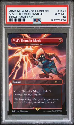 2025 MTG SECRET LAIR DROP FINAL FANTASY: GRIMOIRE VIVI'S THUNDER MAGIC PSA 10 - Image 1