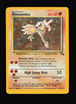 Pokemon TCG Fossil Set Hitmonlee Holo Card 7/62 WoTC -Moderately Played - Image 1
