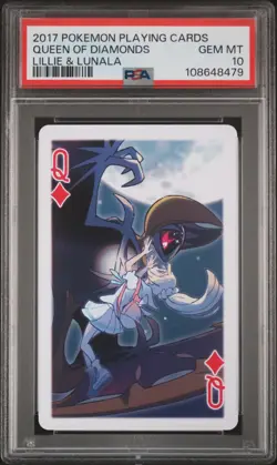 2017 POKEMON PLAYING CARDS LILLIE, GLADION & LUSAMINE QUEEN OF DIAMONDS PSA 10 - Image 1