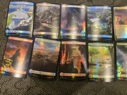 Huge Magic: The Gathering Holo Foil Japanese FFXV Basic Land Lot 16x - Image 3