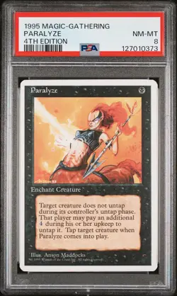 1995 MAGIC: THE GATHERING 4TH EDITION PARALYZE PSA 8 - Image 1