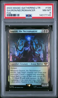 2023 MAGIC THE GATHERING THE LORD OF THE RINGS SAURON THE NECROMANCER PSA 8 - Image 1