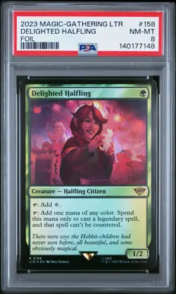 2023 MTG THE LORD OF THE RINGS: TALES OF MIDDLE-EARTH DELIGHTED HALFLING PSA 8 - Image 1