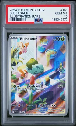 2024 POKEMON SCR EN-STELLAR CROWN ILLUSTRATION RARE #143 BULBASAUR PSA 10 - Image 1