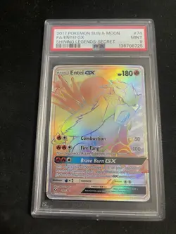 2017 Pokemon Entei GX Secret Sun Moon Full Art 74/73 Shining Legends Psa 9 - Image 1