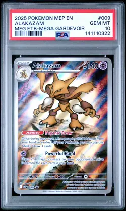 2025 POKEMON MEP EN-ME BLACK STAR PROMO #009 ALAKAZAM PSA 10 - Image 1