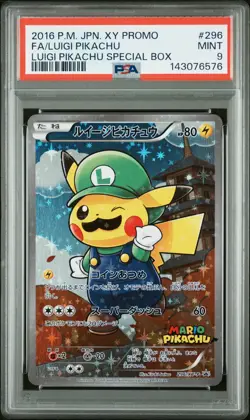 2016 POKEMON JPN XY PROMO LUIGI PIKACHU SPECIAL BOX FULL ART/LUIGI PIKACHU PSA 9 - Image 1