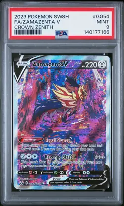 2023 POKEMON SWORD & SHIELD CROWN ZENITH #GG54 FULL ART/ZAMAZENTA V PSA 9 - Image 1