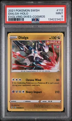 2021 POKEMON SWORD & SHIELD EVOLVING SKIES COSMOS #112 DIALGA-HOLO PSA 9 - Image 1
