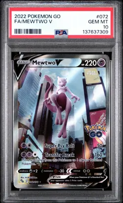 2022 POKEMON GO #072 FULL ART/MEWTWO V PSA 10 - Image 1