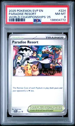 2025 POKEMON SVP WORLD CHAMPIONSHIPS 2025 PROMO #224 PARADISE RESORT PSA 8 - Image 1