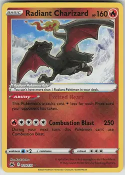 Pokemon Radiant Charizard Radiant Rare Crown Zenith 020/159 NM - Image 1