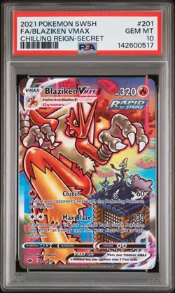 2021 POKEMON SWORD & SHIELD CHILLING REIGN SECRET FULL ART/BLAZIKEN VMAX PSA 10 - Image 1