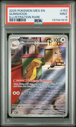 2025 POKEMON MEG EN-MEGA EVOLUTION ILLUSTRATION RARE #153 GUMSHOOS PSA 9 - Image 1