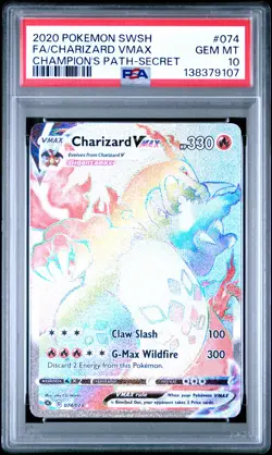 2020 POKEMON SWORD & SHIELD CHAMP'S PATH SECRET FULL ART/CHARIZARD VMAX PSA 10 - Image 1