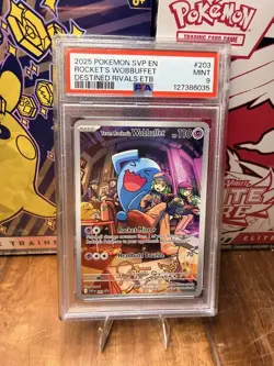 2025 POKEMON SVP EN-SV BLACK STAR PROMO #203 TEAM ROCKET'S WOBBUFFET PSA 9 - Image 1