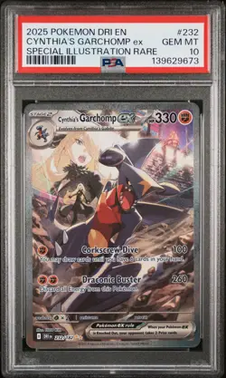 2025 POKEMON DRI EN-DESTINED RIVALS #232 CYNTHIA'S GARCHOMP EX PSA 10 - Image 1