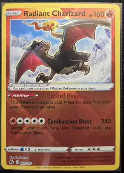 Pokemon TCG Radiant Charizard 20/159 RR Sword & Shield: Crown Zenith NM - Image 1