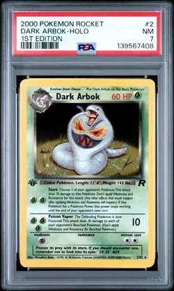 2000 POKEMON ROCKET 1ST ED #2 DARK ARBOK-HOLO PSA 7 - Image 1
