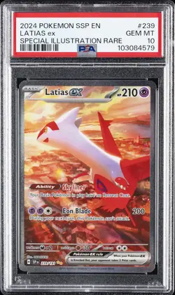 2024 POKEMON SSP EN-SURGING SPARKS SPECIAL ILLUSTRATION RARE LATIAS EX PSA 10 - Image 1