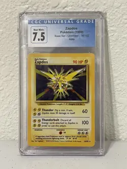 Pokemon TCG Zapdos Base Set 16/102 Holo Unlimited Holo Rare CGC 7.5 - Image 1