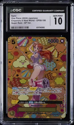 2024 ONE PIECE JAPANESE EMPERORS IN NEW WORLD SUPER RARE #OP08-106 NAMI CGC 10 - Image 1