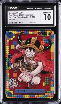 2025 ONE PIECE JPN PC: ONE PIECE DAY '25 PROMO MONKEY D. LUFFY CGC 10 GEM MINT - Image 1